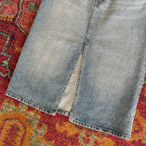 Zara | Light Blue Denim Front Slit Midi Jean Skirt, Front/Back Pockets, Size L - Picture 8 of 15